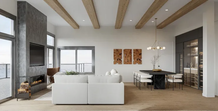 Warm Modern Great Room & Dining Area Transformation